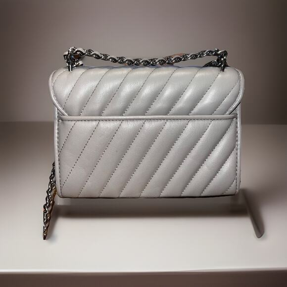 Michael Kors Gray Leather Quilted Crossbody Bag with Chain Strap - Picture 7 of 13